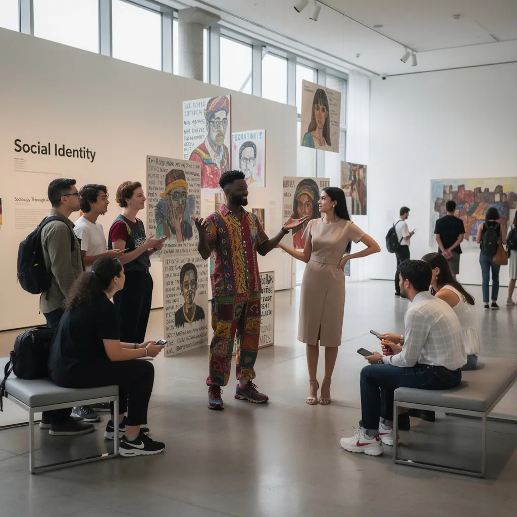 Eine Gruppe von Menschen diskutiert über kulturelle Unterschiede in einer virtuellen Lernumgebung.